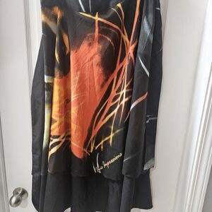 Black and Orange Impressions Artistic Skirt / Dress / Cover Up